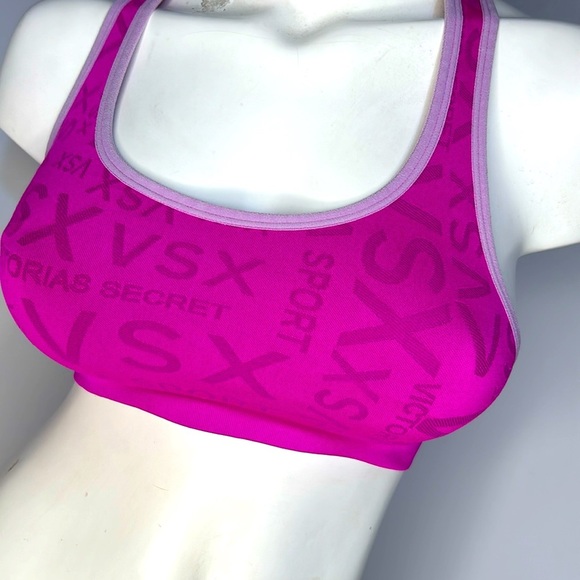 VSX Sexy Sport Victoria’s Secret‎ Pink | Lavender Trim Logo Racerback Cutout Bra - Picture 4 of 12
